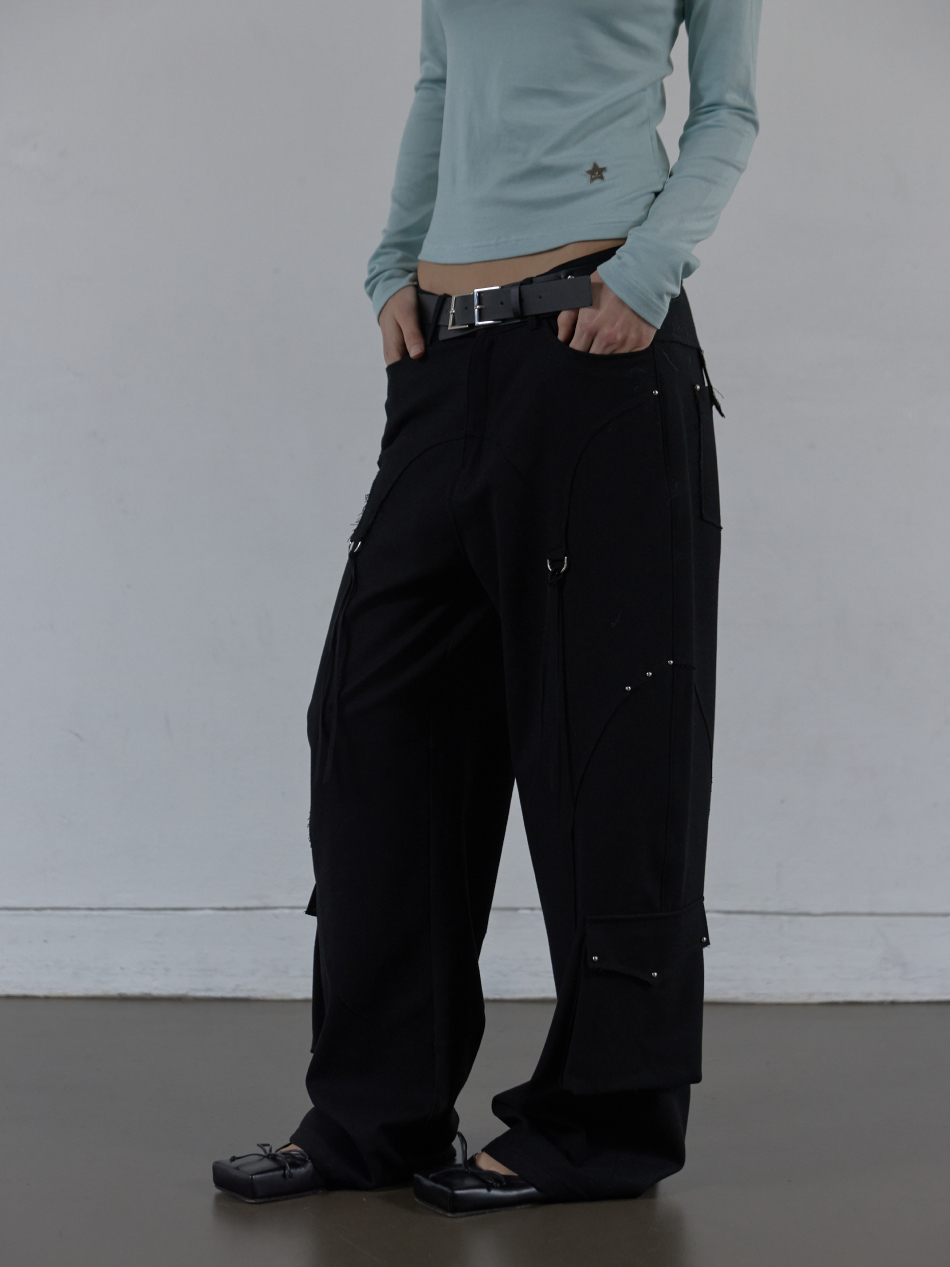 WESTERN STUDDED SLACKS / BLACK