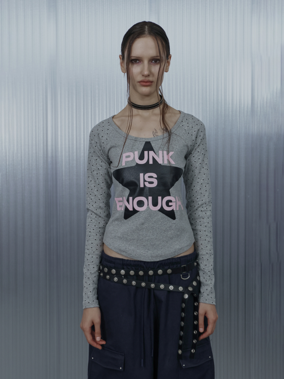 STAR SLEEVE PUNK TOP / MELANGE GREY