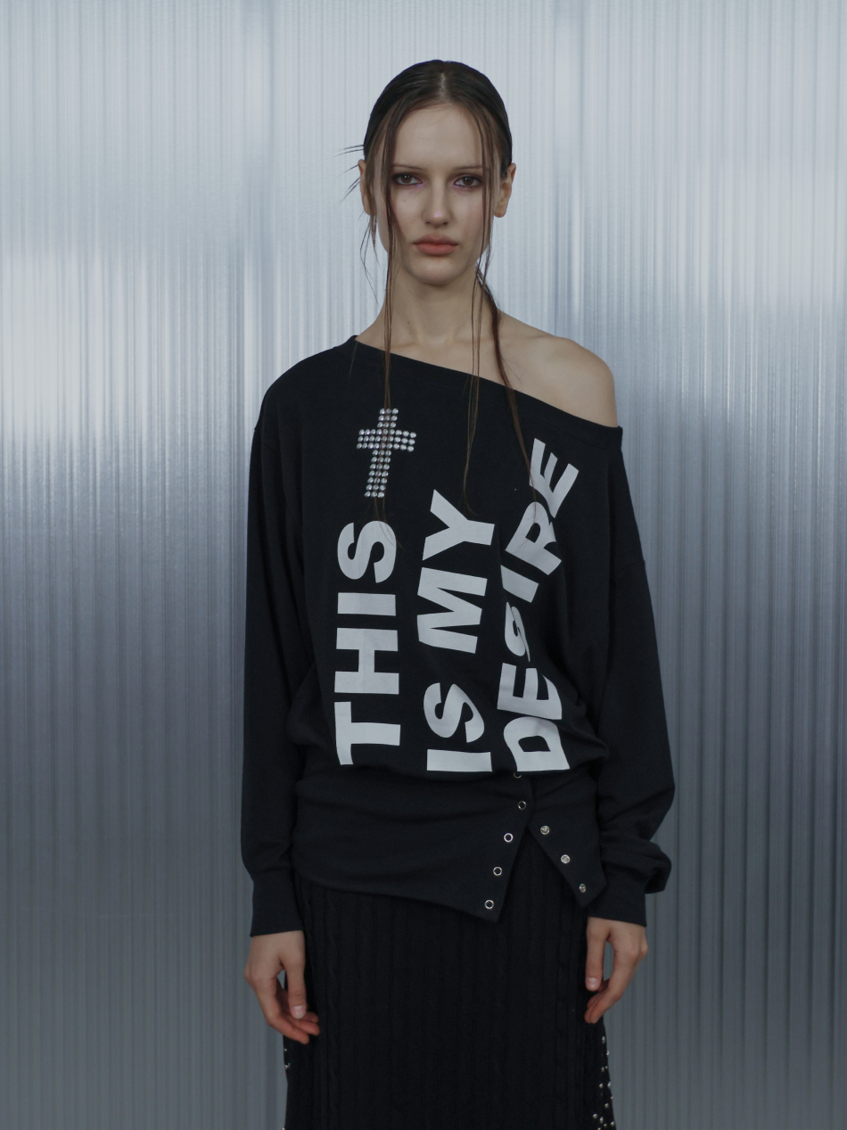 BOLD LETTERING LOOSE TOP / BLACK