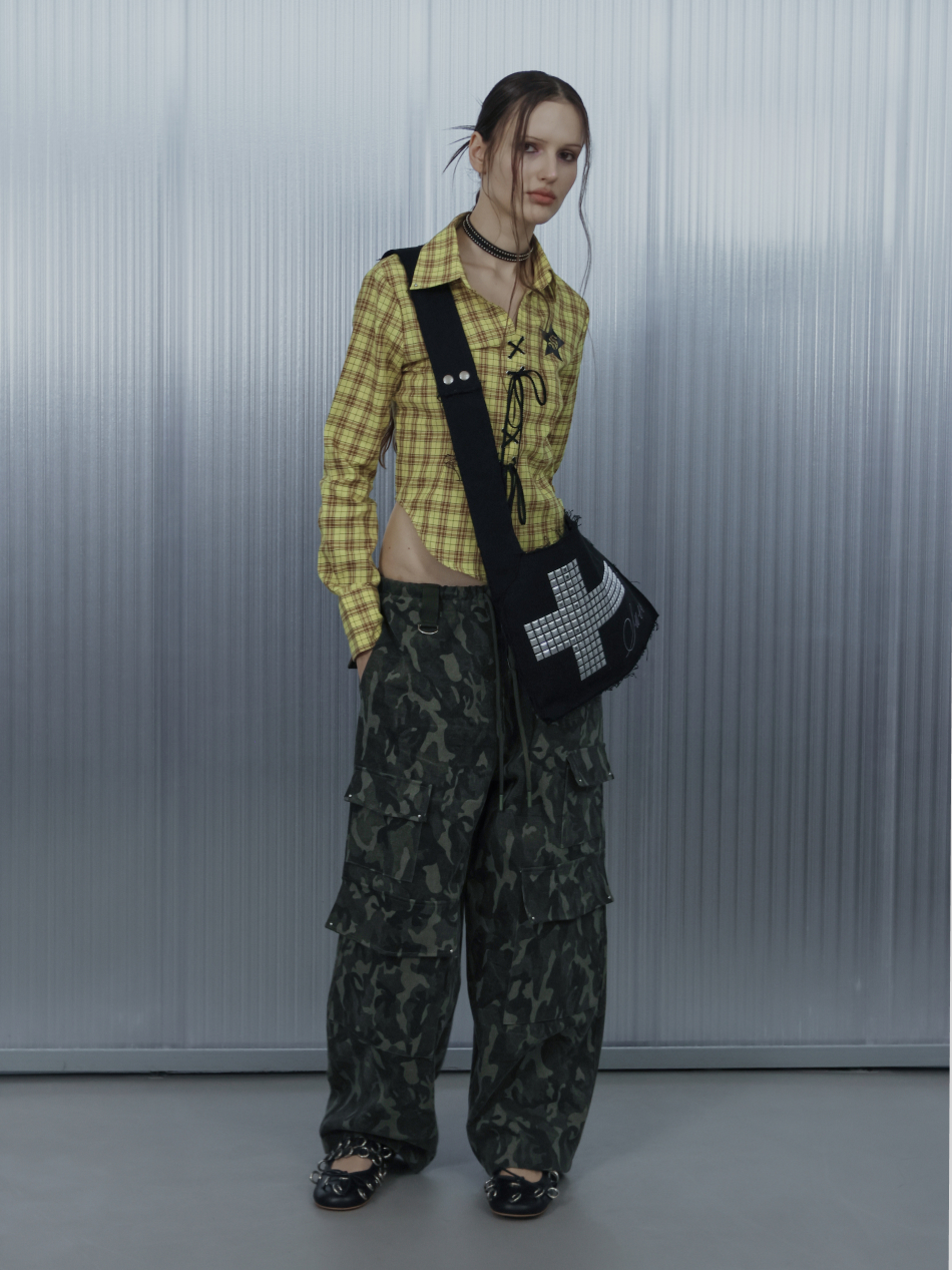 CHECK RACE-UP SHIRT / YELLOW | ファッション通販サイト NUGU
