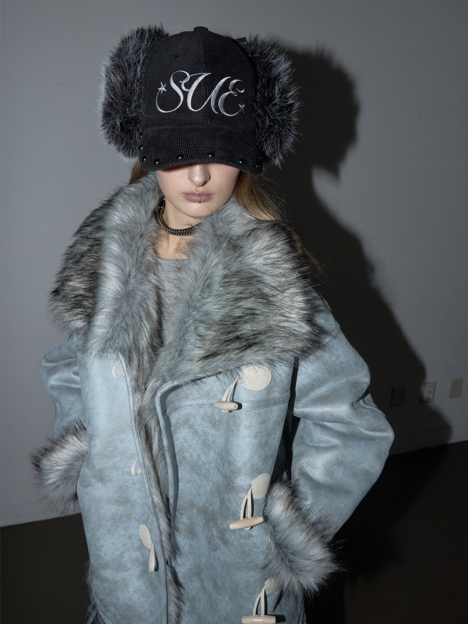 CORDUROY FUR EARFLAP CAP / BLACK | ファッション通販サイト NUGU