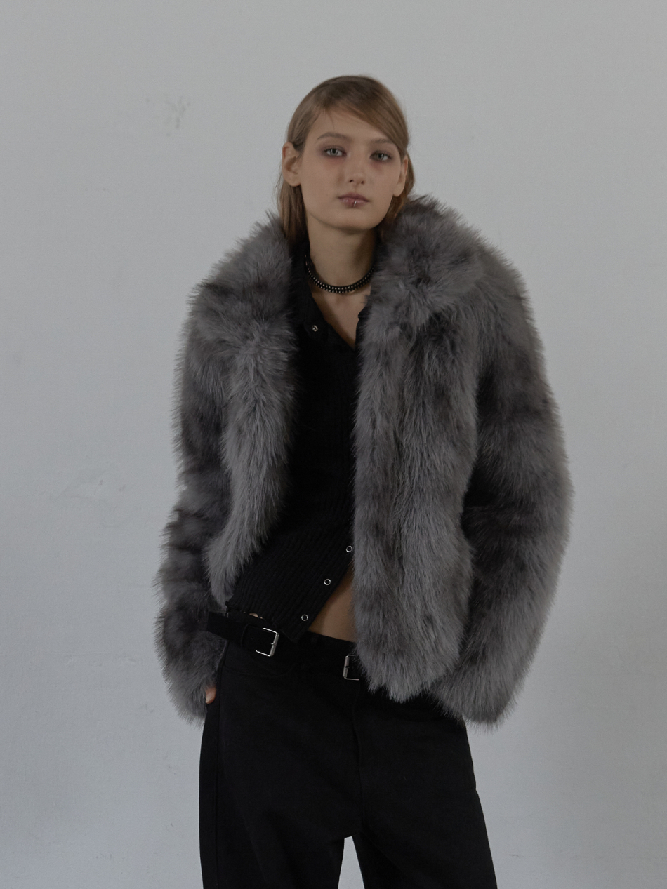FAUX FUR JACKET / CHARCOAL
