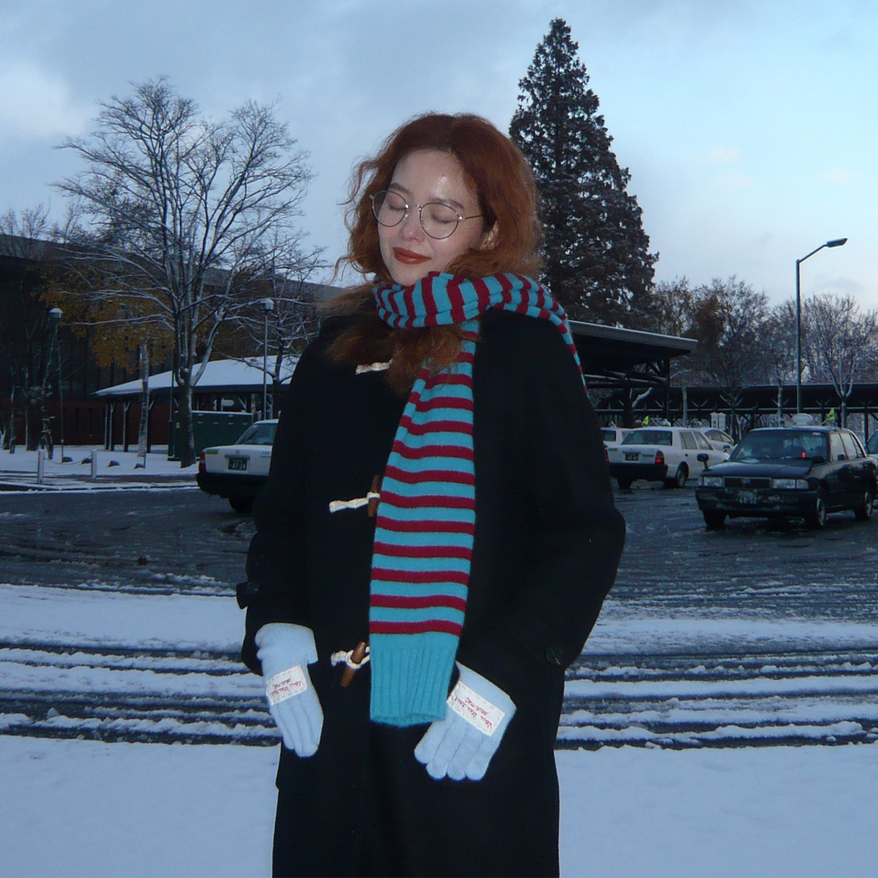 ボーダーカラーニットマフラー