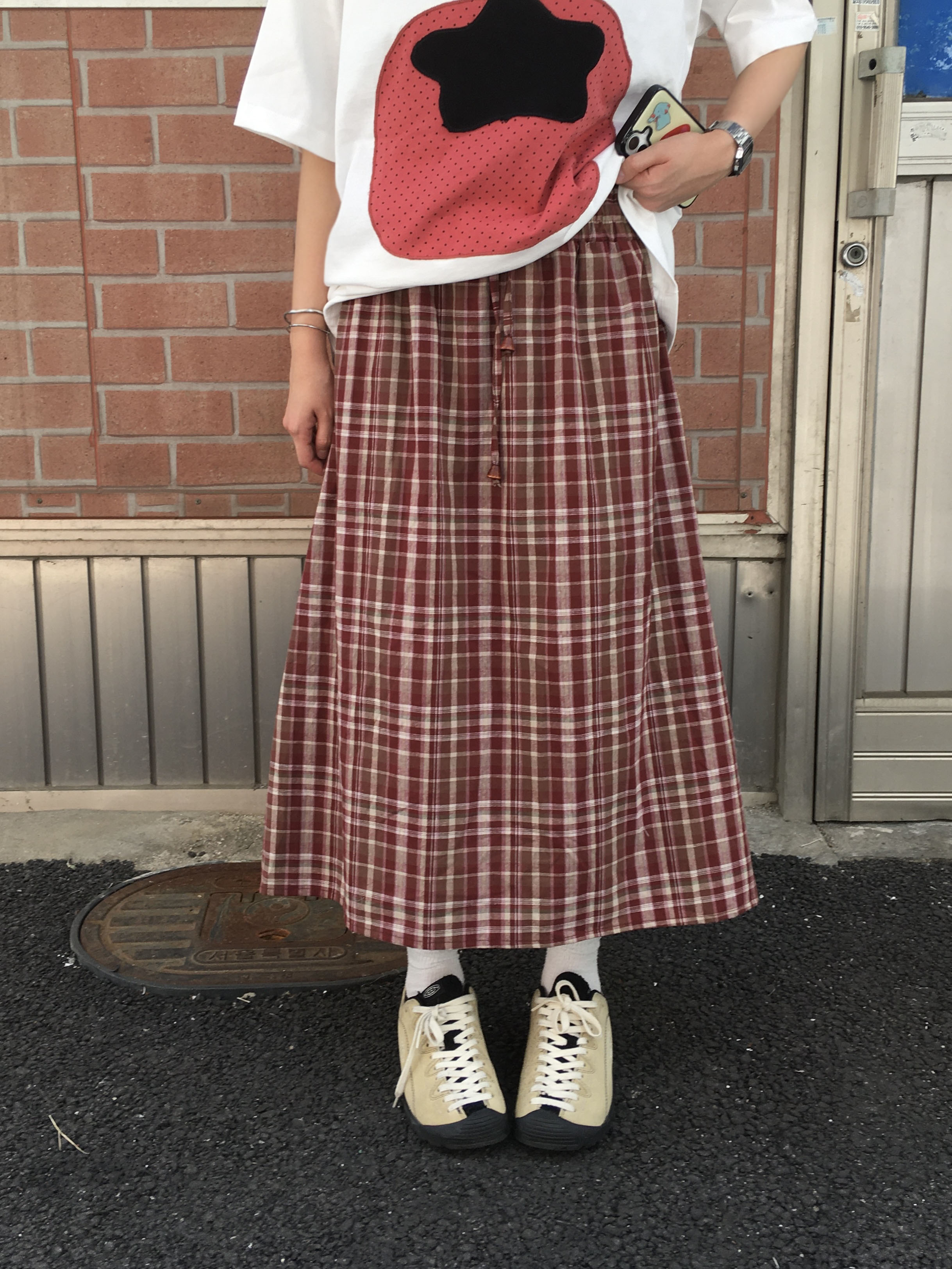 チェックロングスカート
