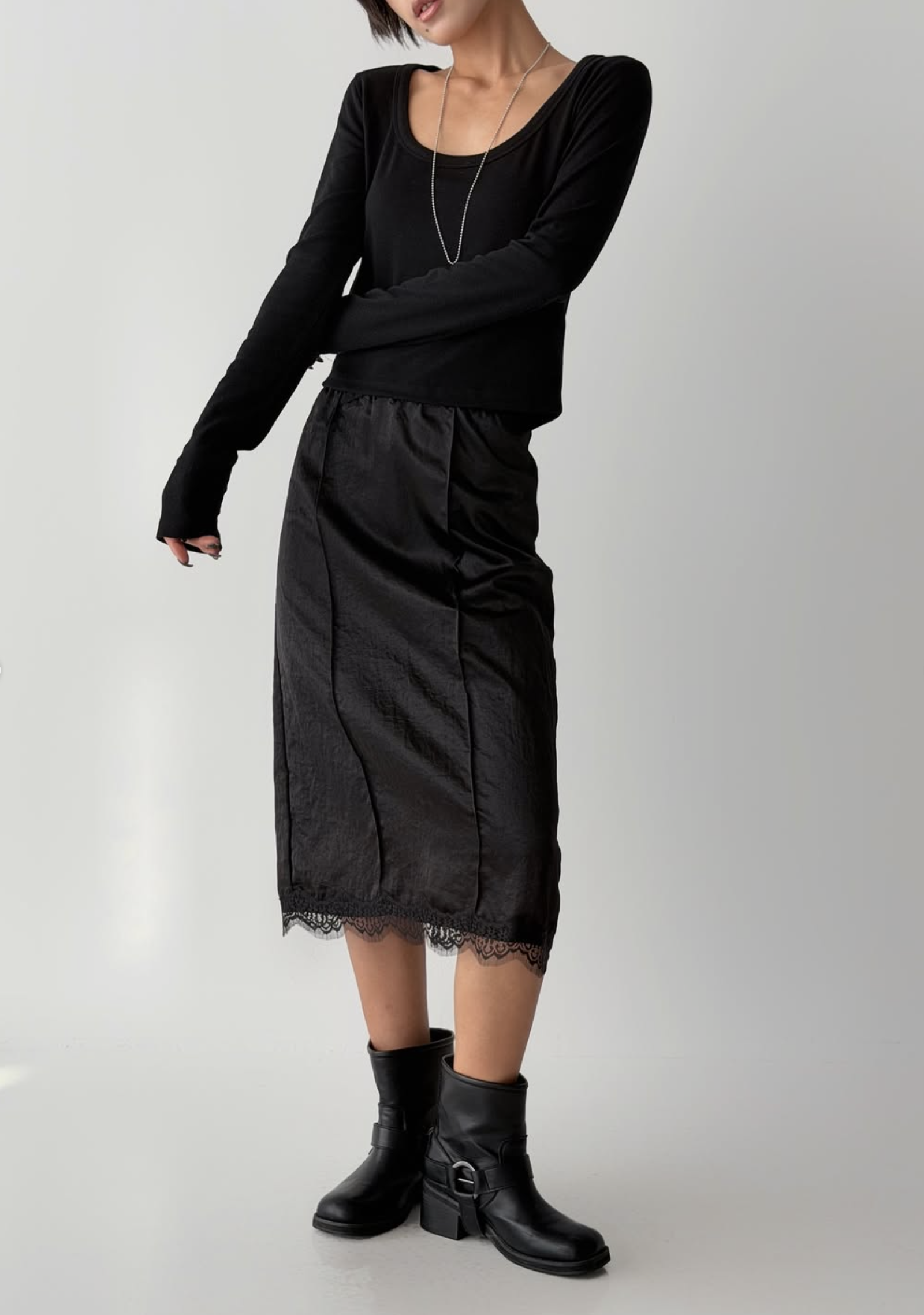 ヴィンテージピンタックヘムレーススカート