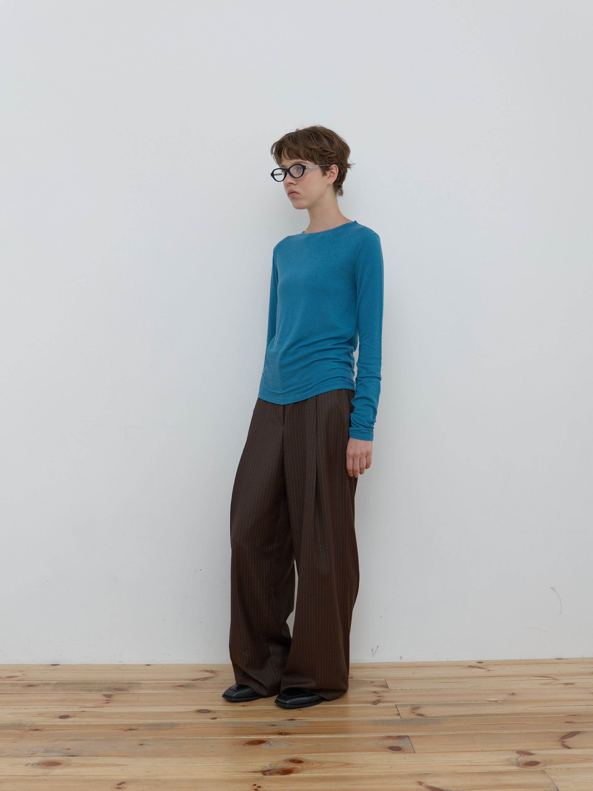 STRIPE WIDE PANTS_BROWN