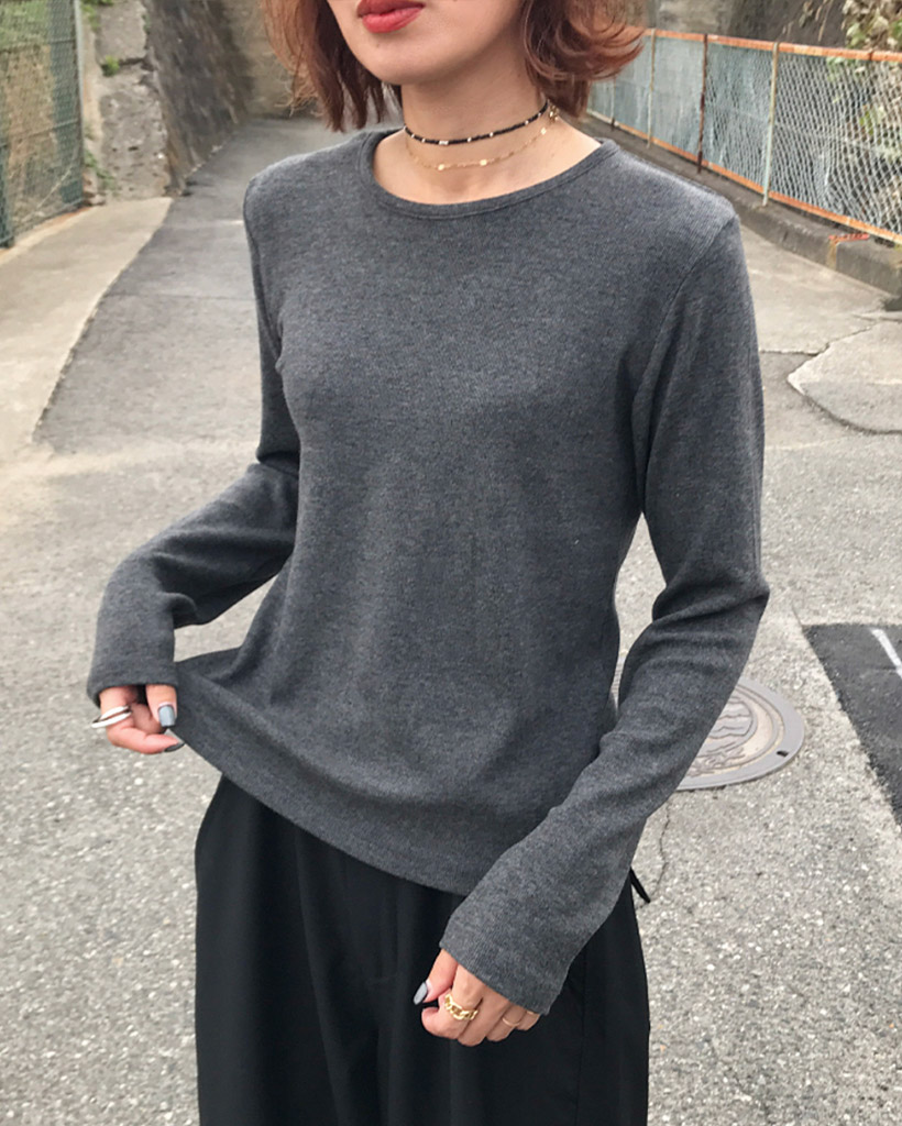 UネックリブロングTシャツ | ファッション通販サイト NUGU