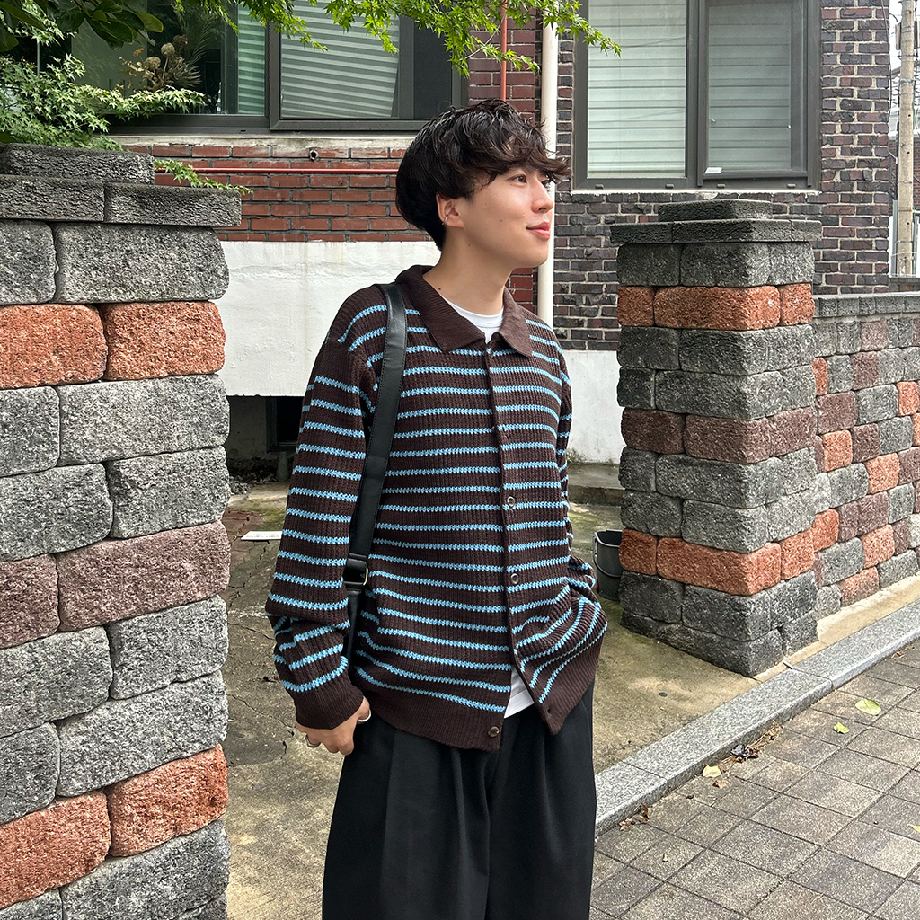 ボーダーカラーカーディガン