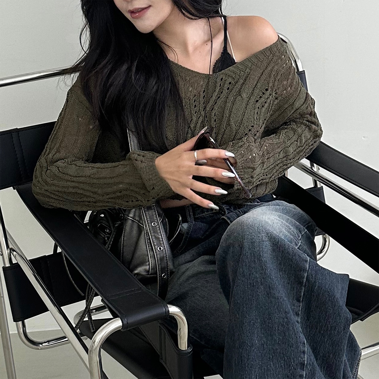 ルーズフィットクロシェニットウェア