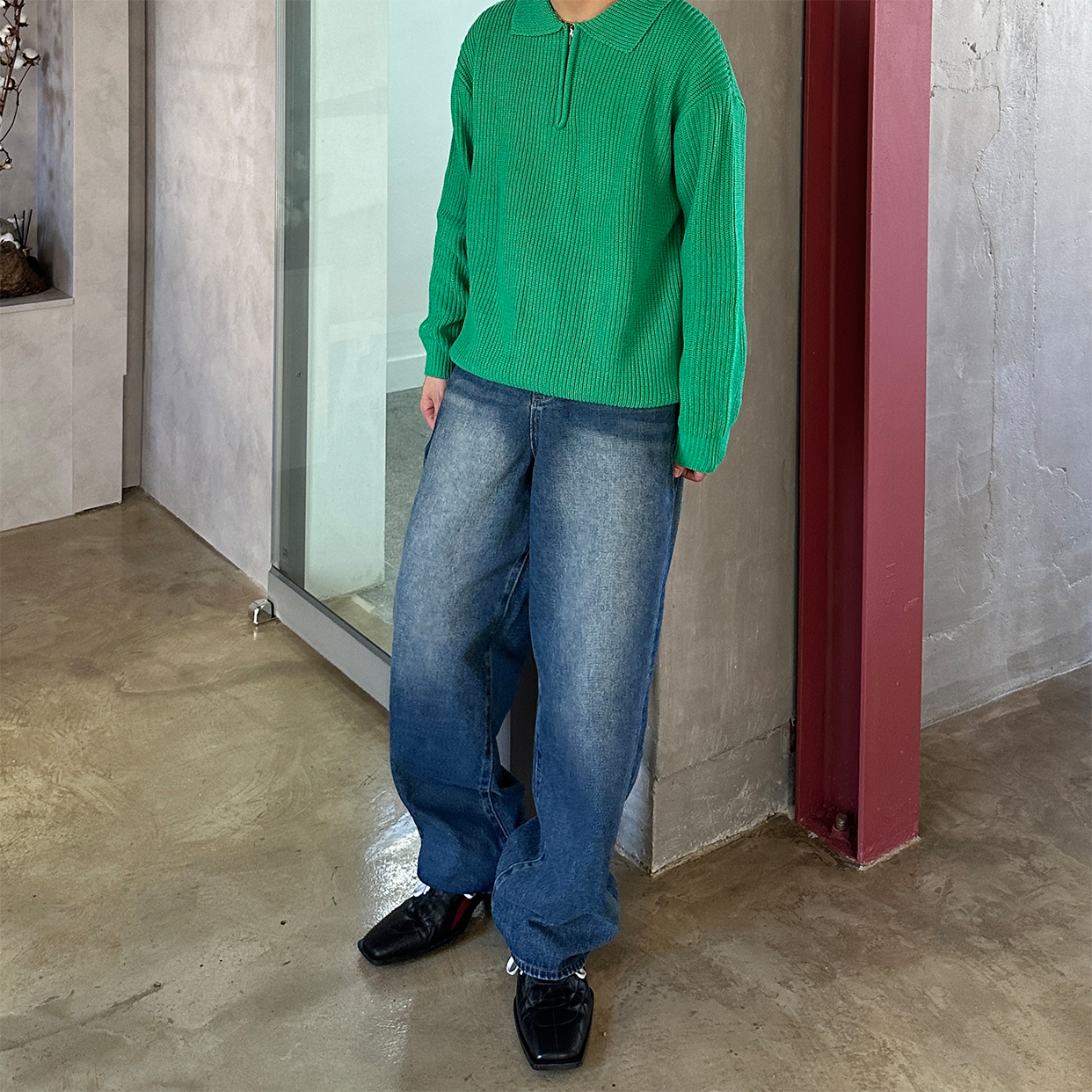 yuni デニムワイドパンツ unisex) ユニセックスワイドフィットジーンズ | ファッション通販