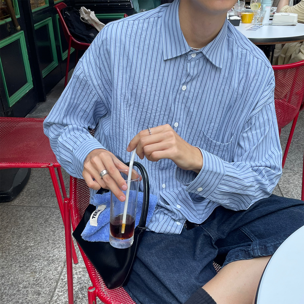 ツートンストライプポケットシャツ | ファッション通販サイト NUGU