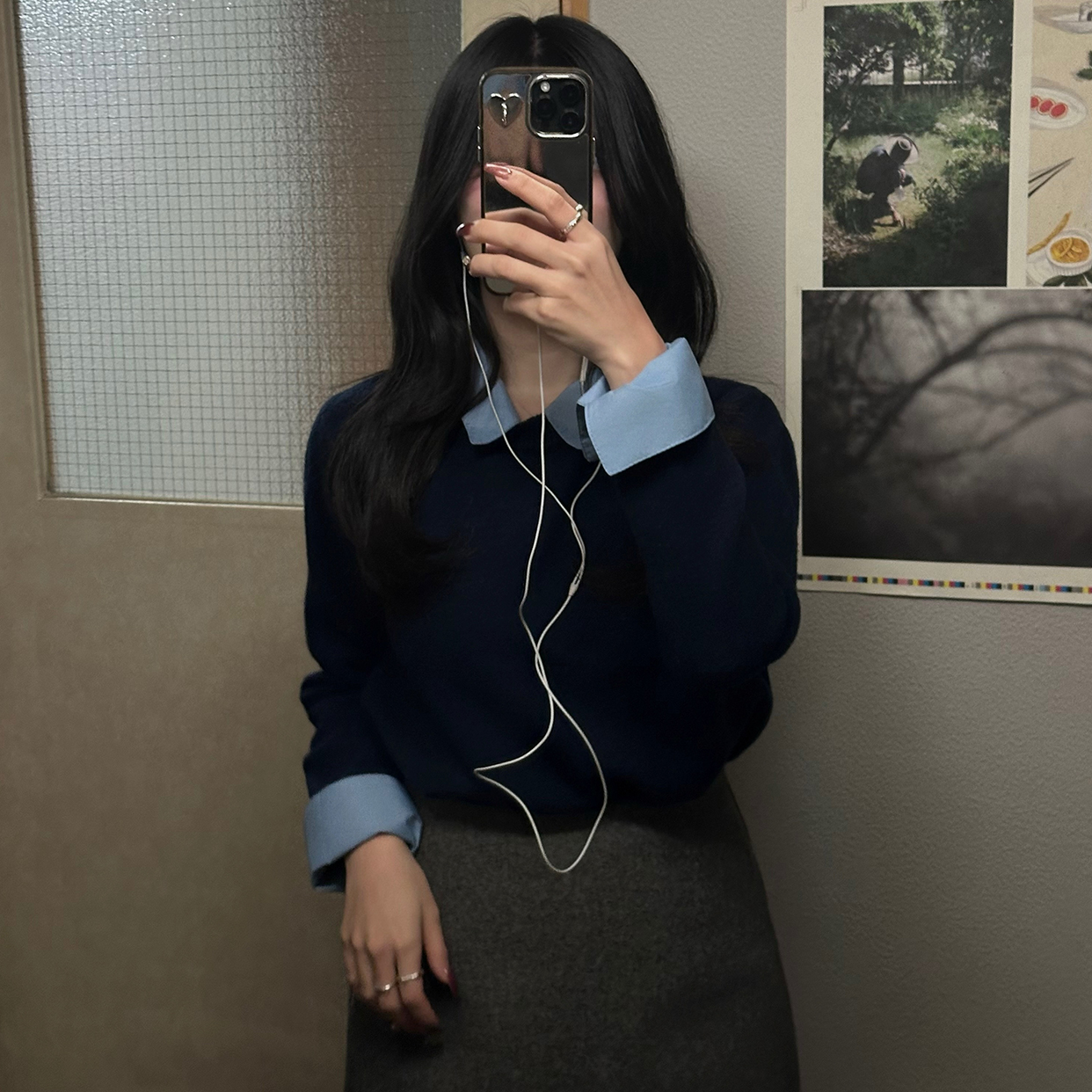 シャツレイヤードカラーニット