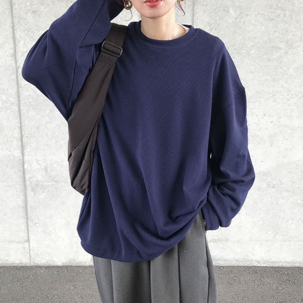 (ユニセックス)  ワッフルストリングカットソー