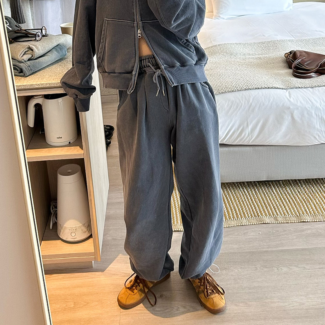 Y2Kストリングワイドパンツ