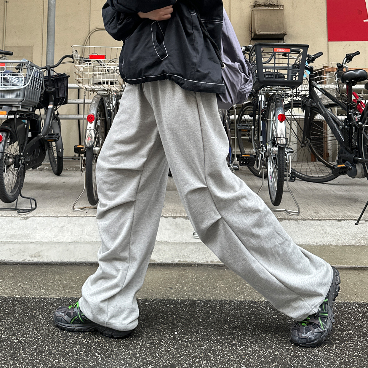 スウェットワイドストリングパンツ