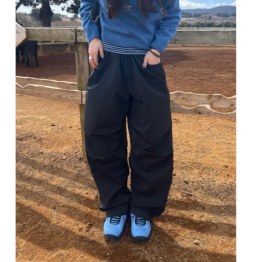 (ユニセックス）スナップワイドツータックパンツ