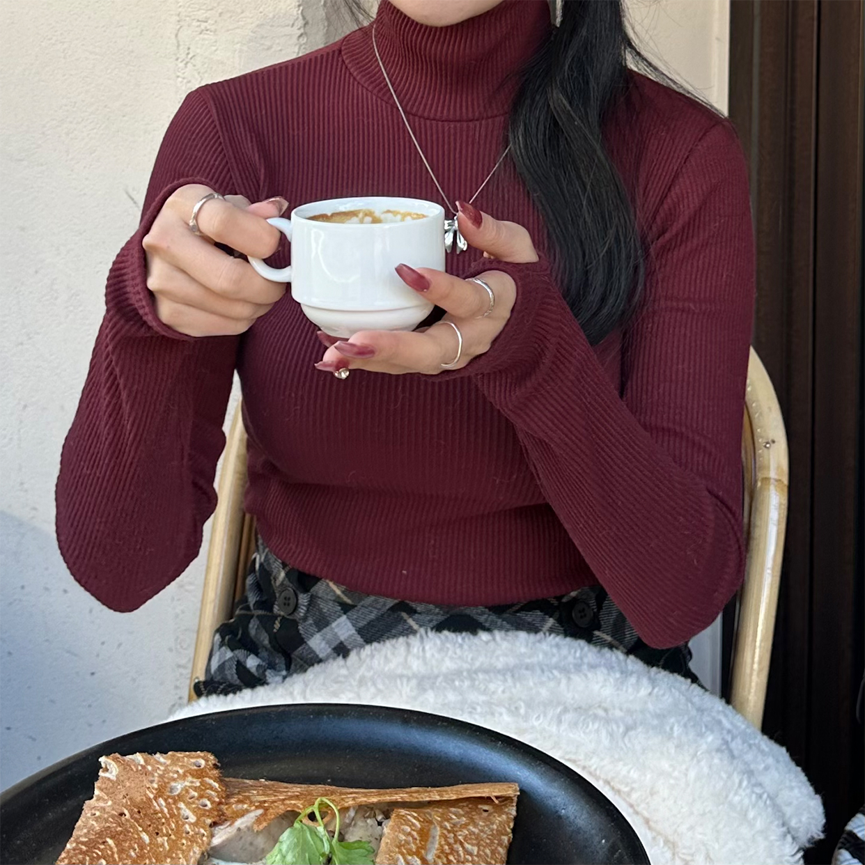 コットンハーフタートルネック