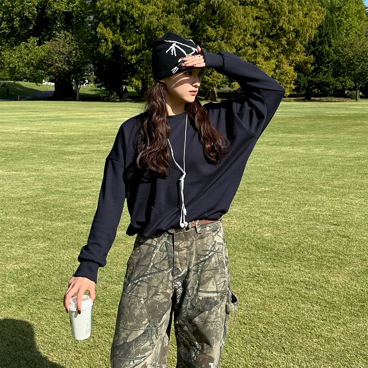 (ユニセックス) プレーンオーバーサイズスウェットシャツ