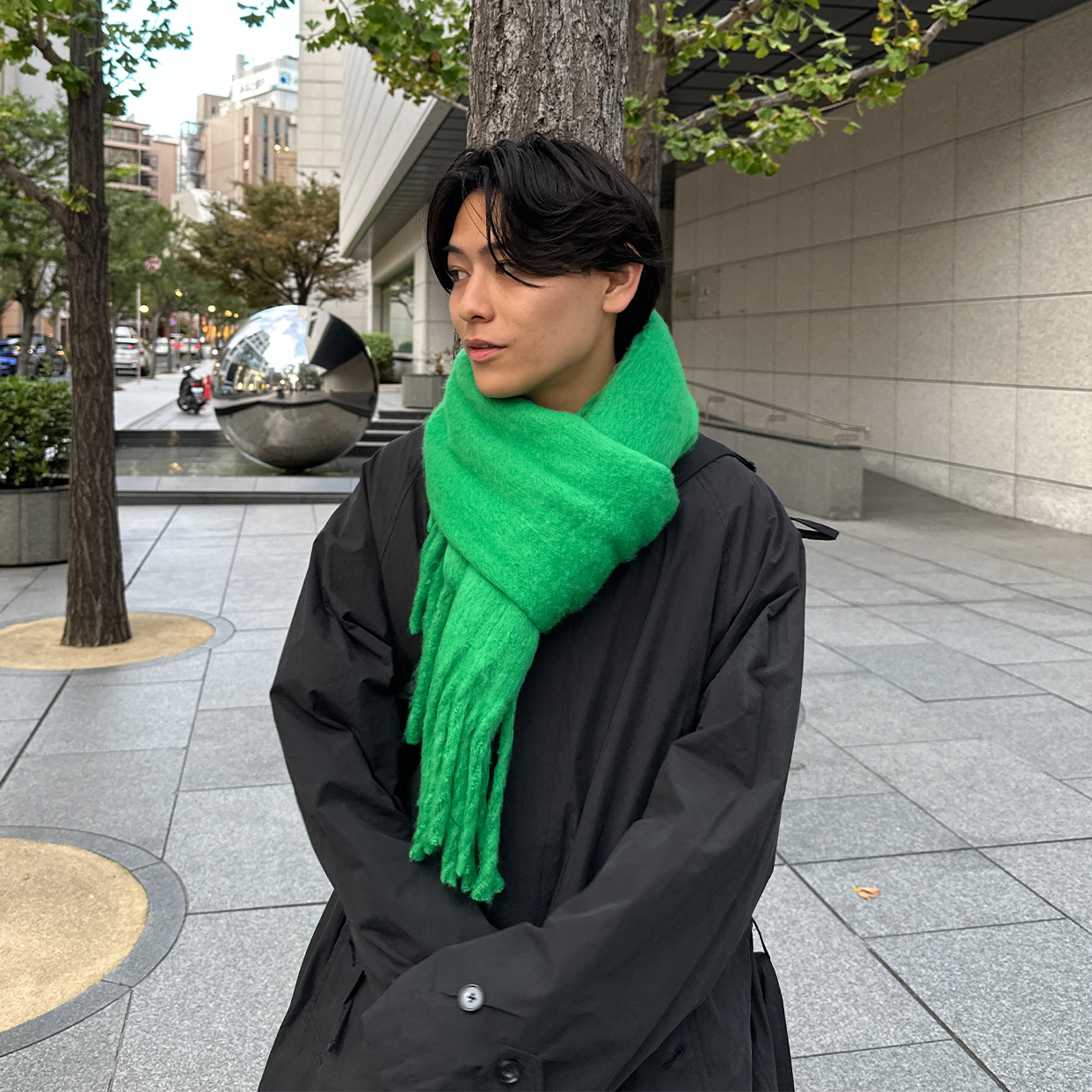 (ユニセックス) プレーンロングループマフラー