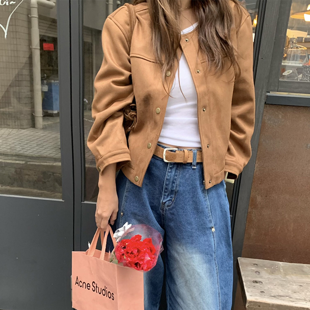 スエードノーカラージャケット