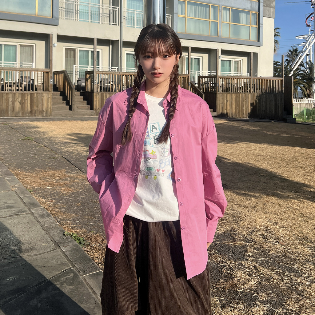 (ユニセックス) カラーノーマルシャツ