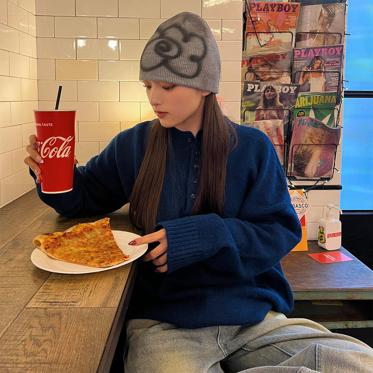 (ユニセックス)  オスロヘンリーネックルーズフィットニット