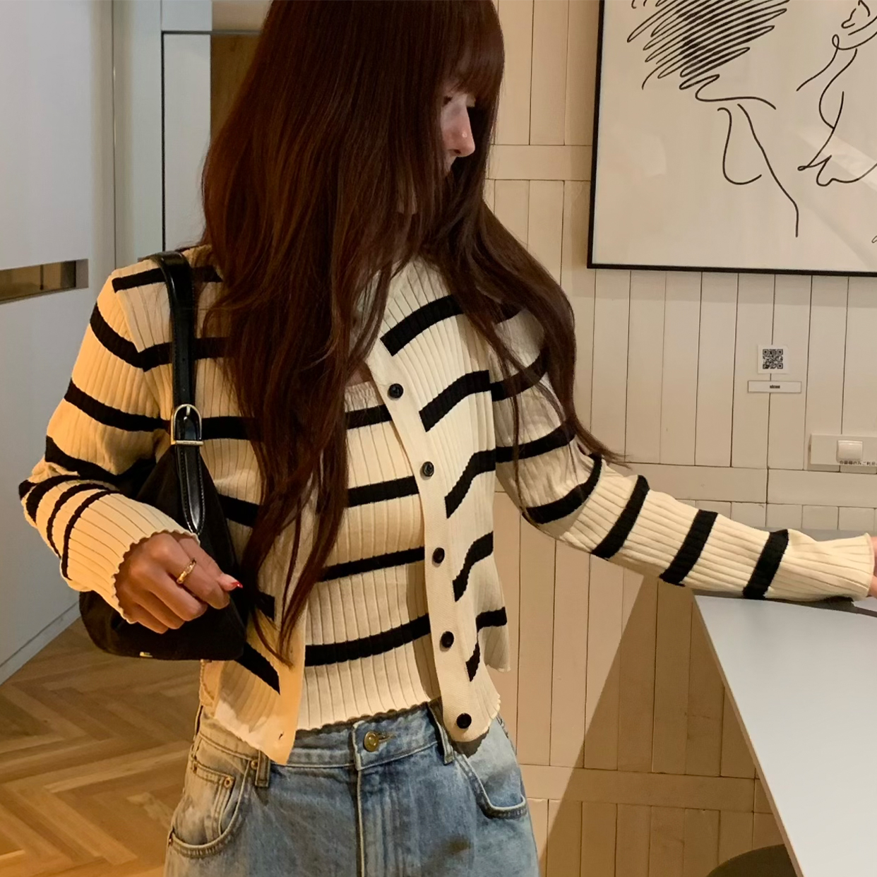 ボーダートップ＆カーディガン | ファッション通販サイト NUGU