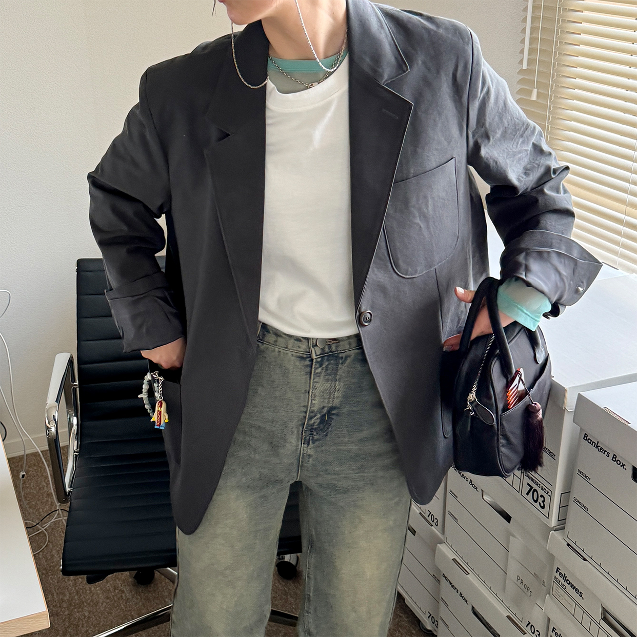 UG オーバーサイズジャケット XS ブラック オーバーサイズバイカージャケット - ブラック - レディース