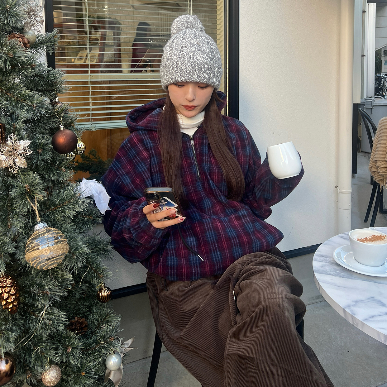 (ユニセックス)  ルルチェックフリースフード