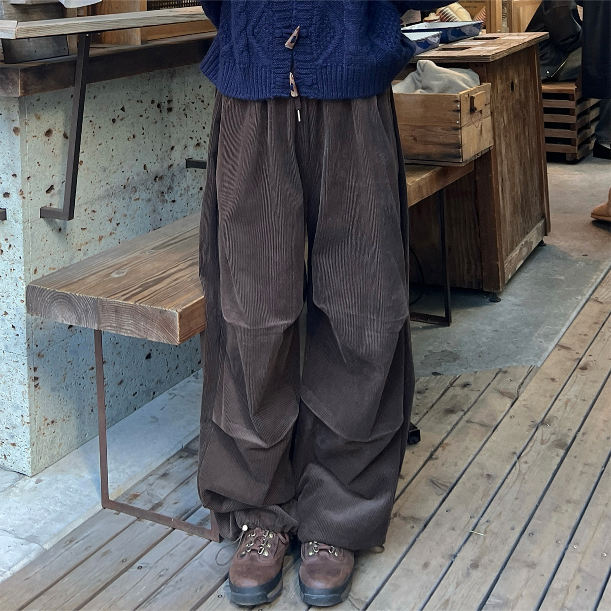 ユニセックス) コーデュロイストリングカジュアルパンツ