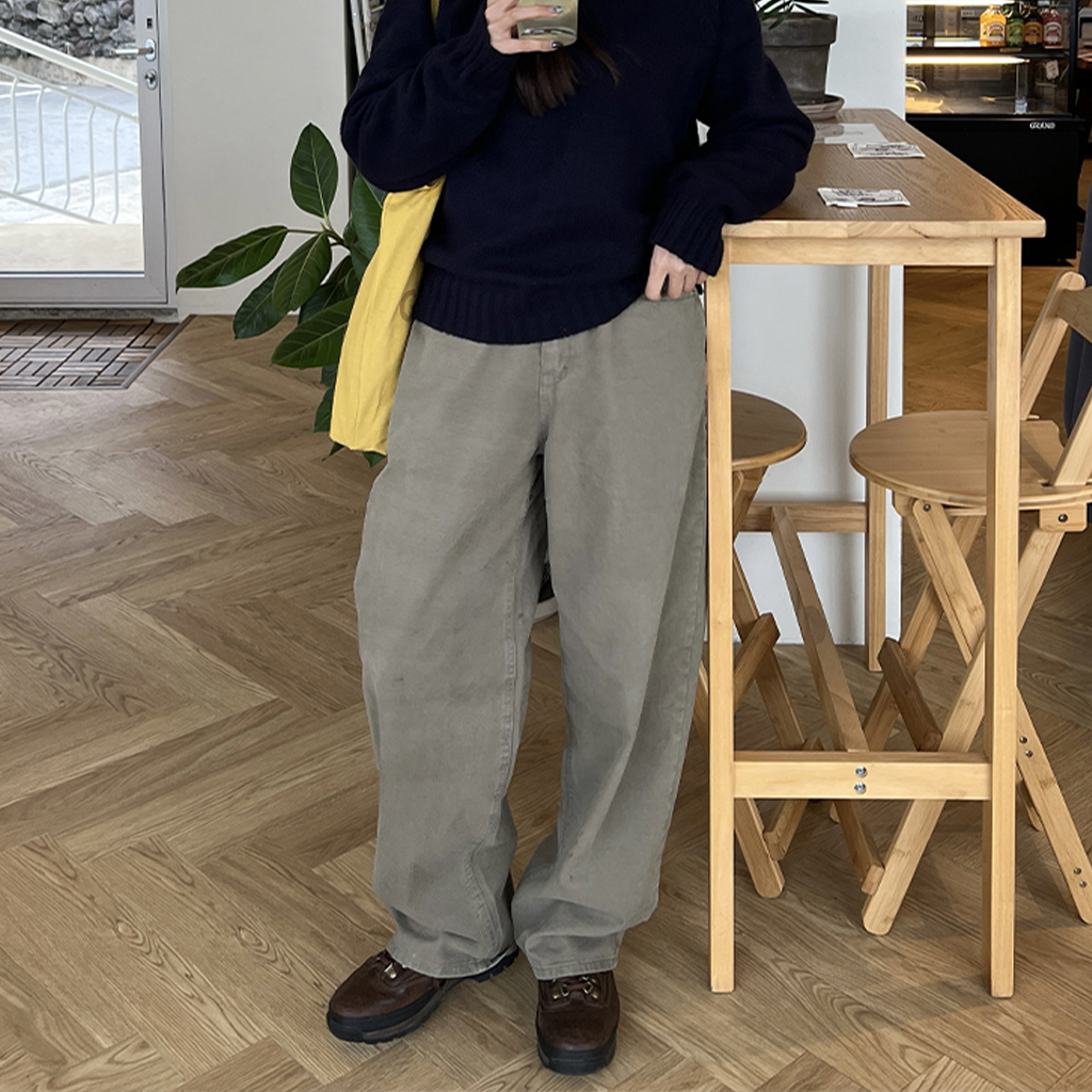 (ユニセックス) コットンワイドパンツ