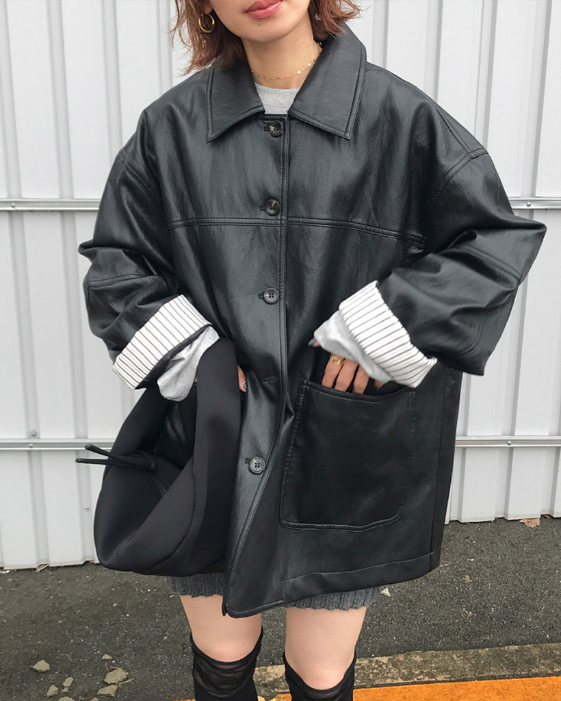 オーバーサイズレザージャケット | ファッション通販サイト NUGU