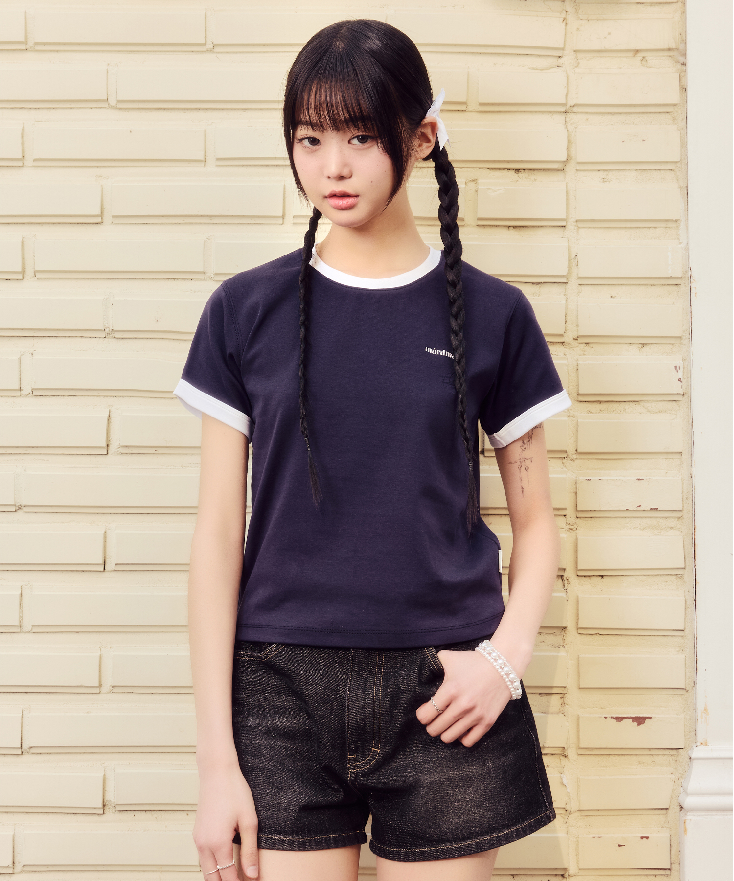 ★GENERAL IDEA★ WOMAN Raglan Crop Ringer T-Shirt [LIGHT BLU raglan crop ringer t-shirts-Light Blue | ファッション通販