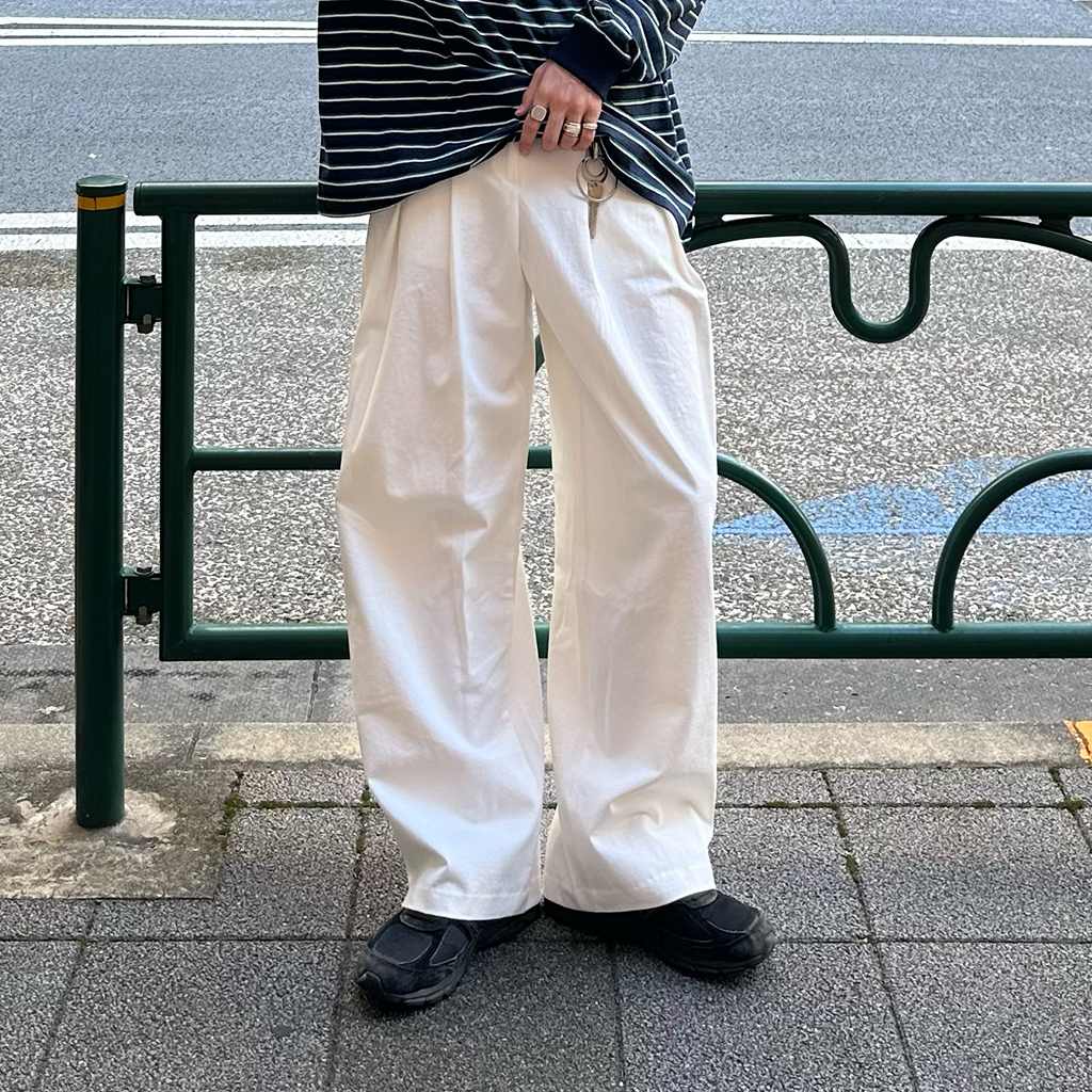 (ユニセックス) コットンピンタックパンツ