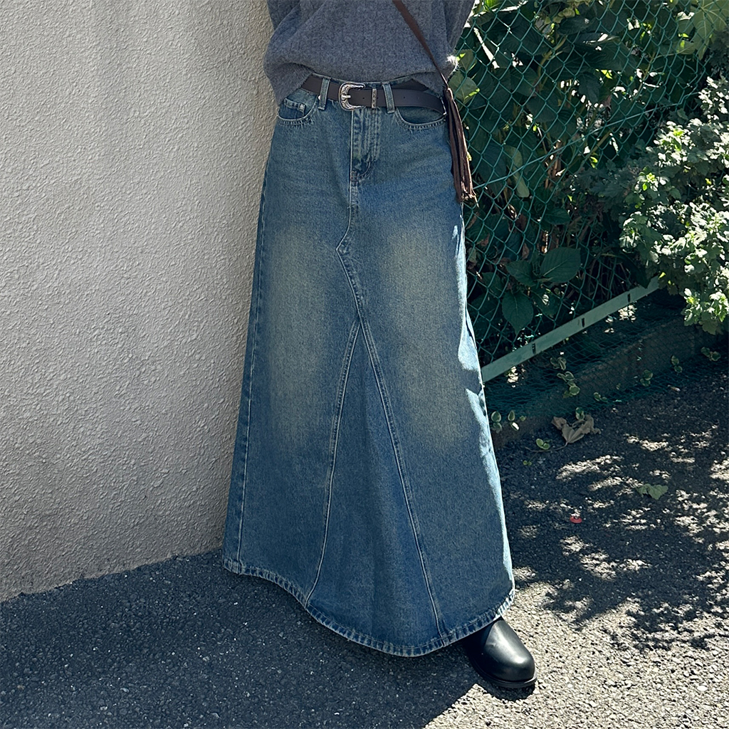 新品未使用　DEUXIEME CLASSE Denimスリットロングスカート Heather デニムスカート Denimスリットロングスカート2 145373