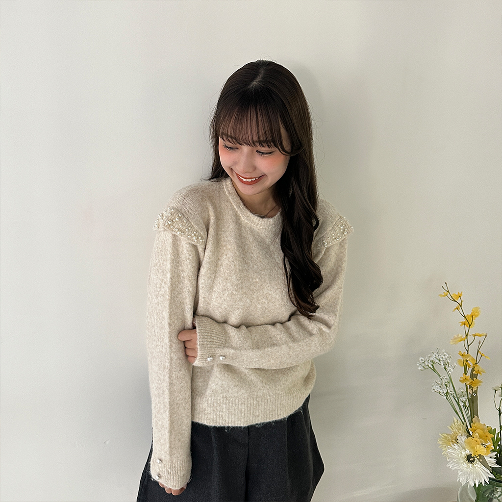 【WEB限定カラーあり】袖パールニット≪手洗い可能≫ セール】 【WEB限定カラーあり】袖パールニット≪手洗い可能