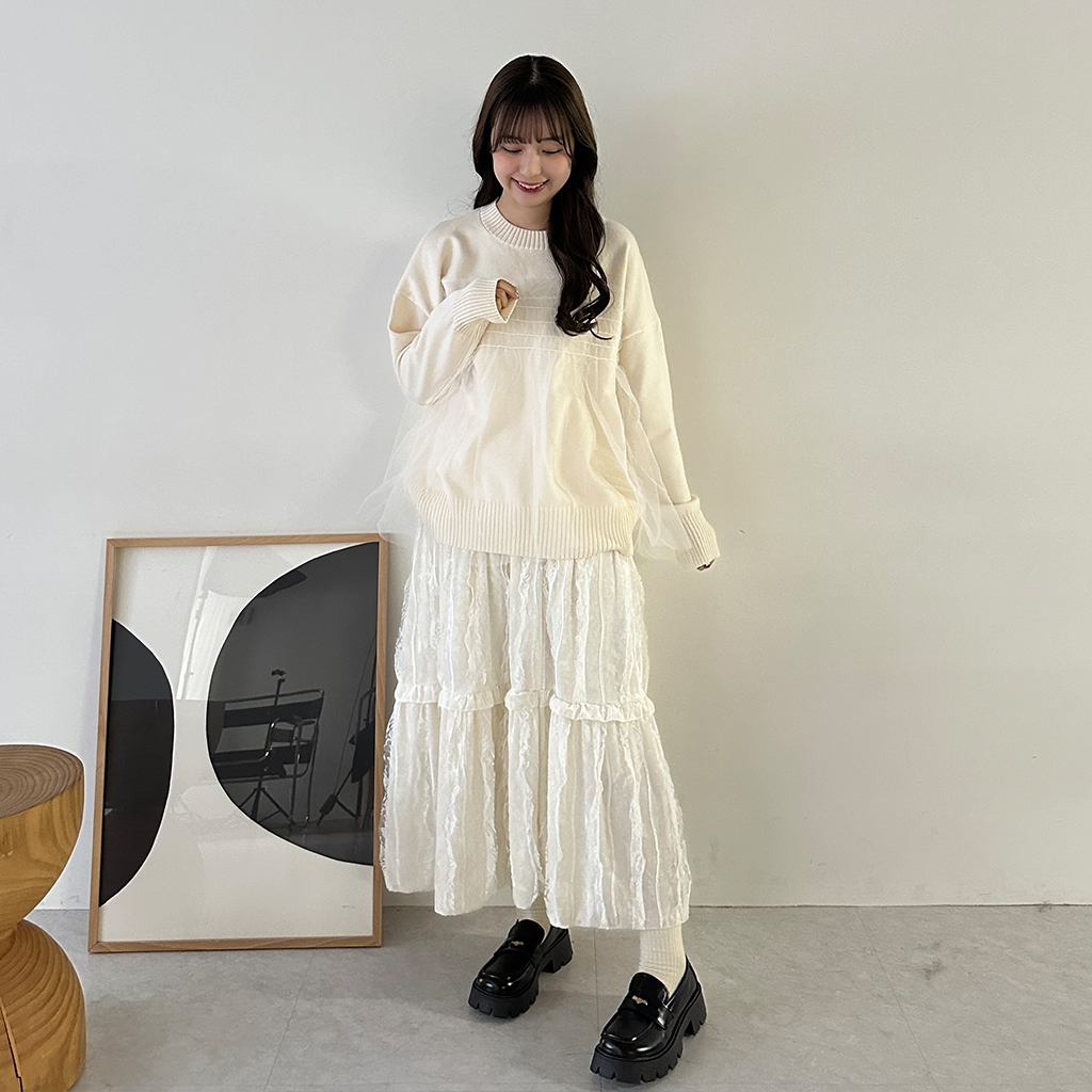 レースベルベットロングスカート