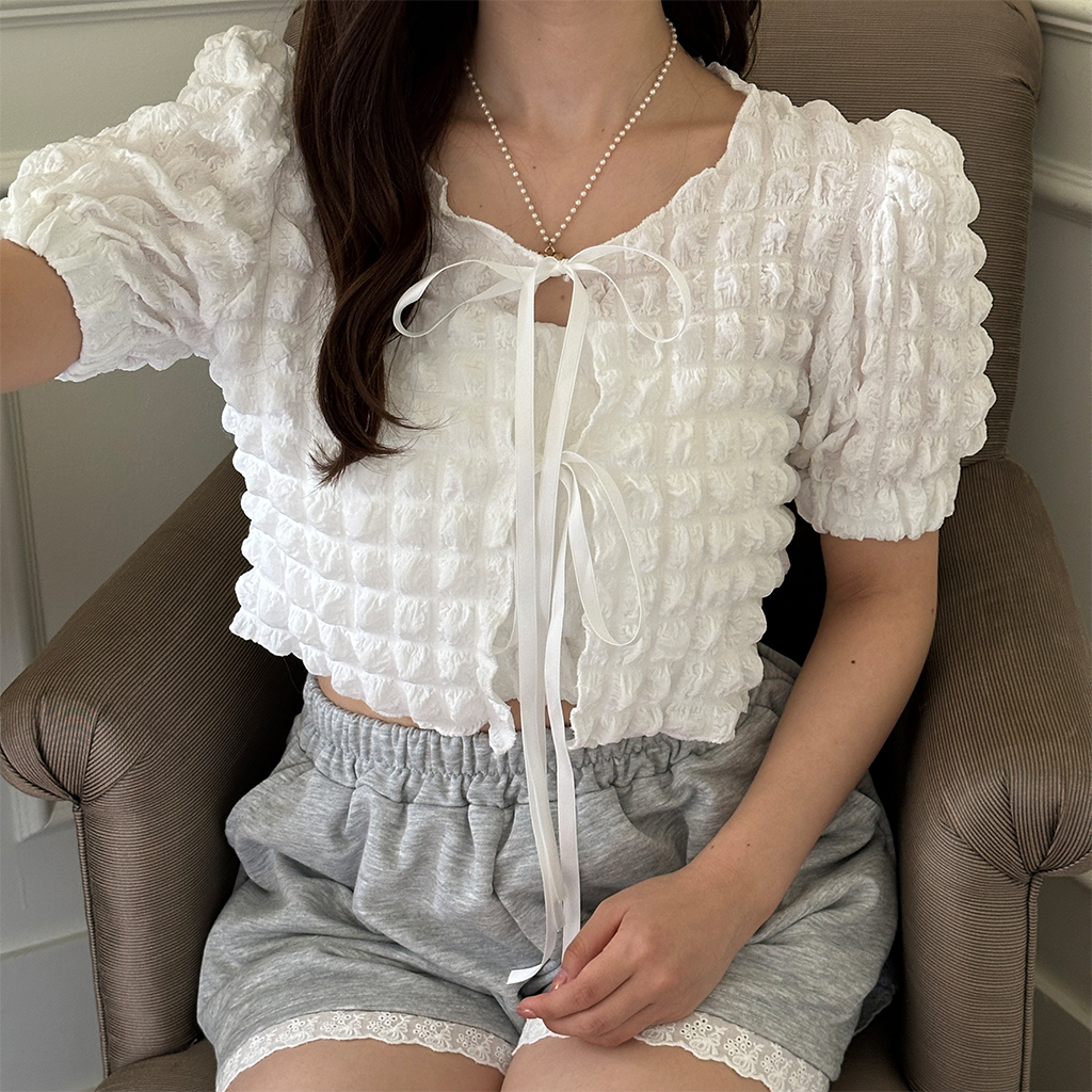 エンボスパフカーディガン＆ノースリーブセット | ファッション通販