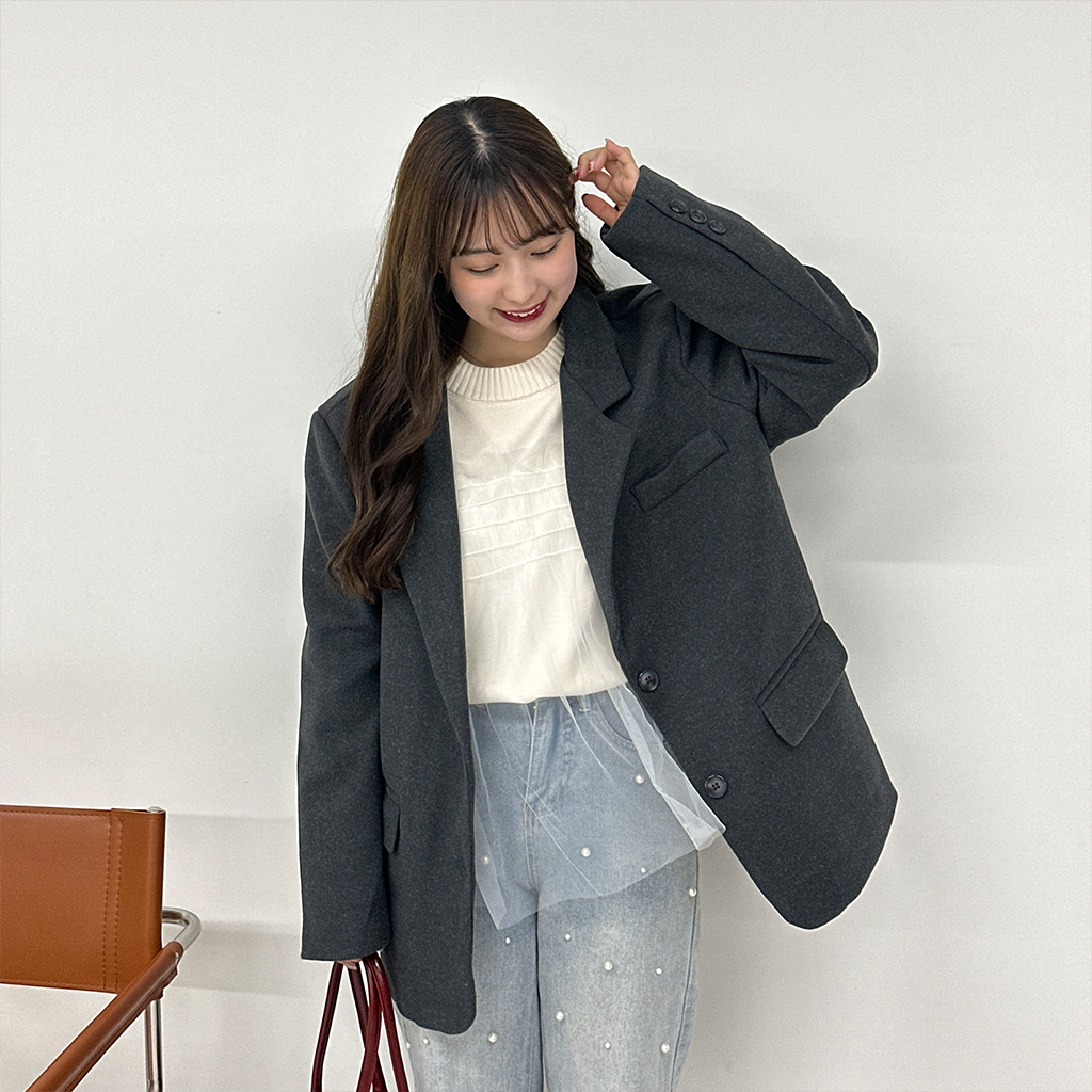 david spring collar crop zipper basic jacket (3color