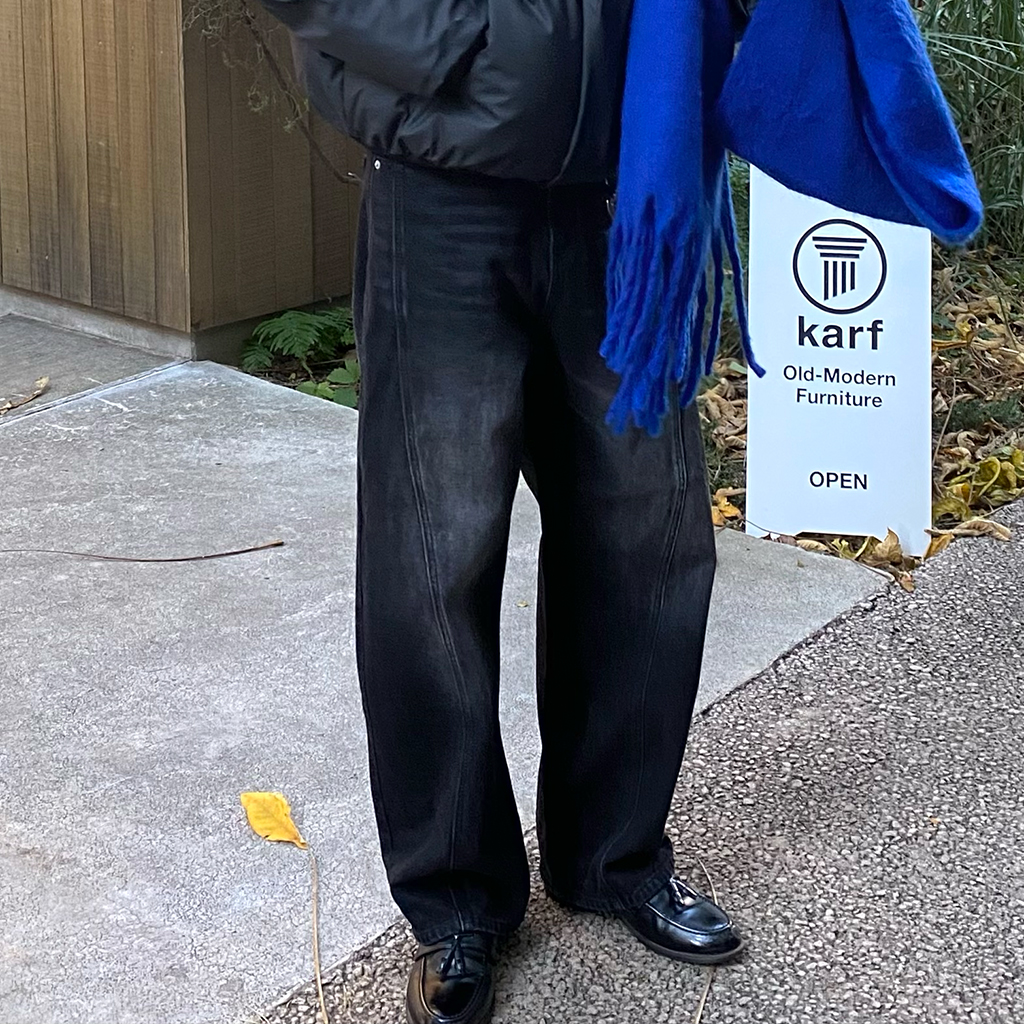 スリットステッチワイドデニムパンツ