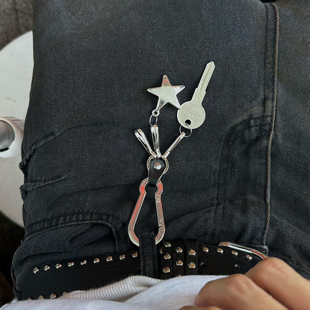 広告入フラワーキーリング／70's／7個／US VINTAGE 広告入フラワー