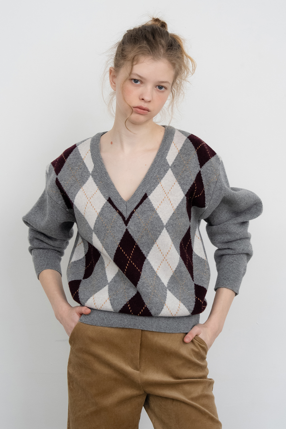 Cocoa argyle knit_gray