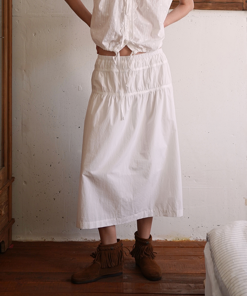 Plain band skirt_ivory