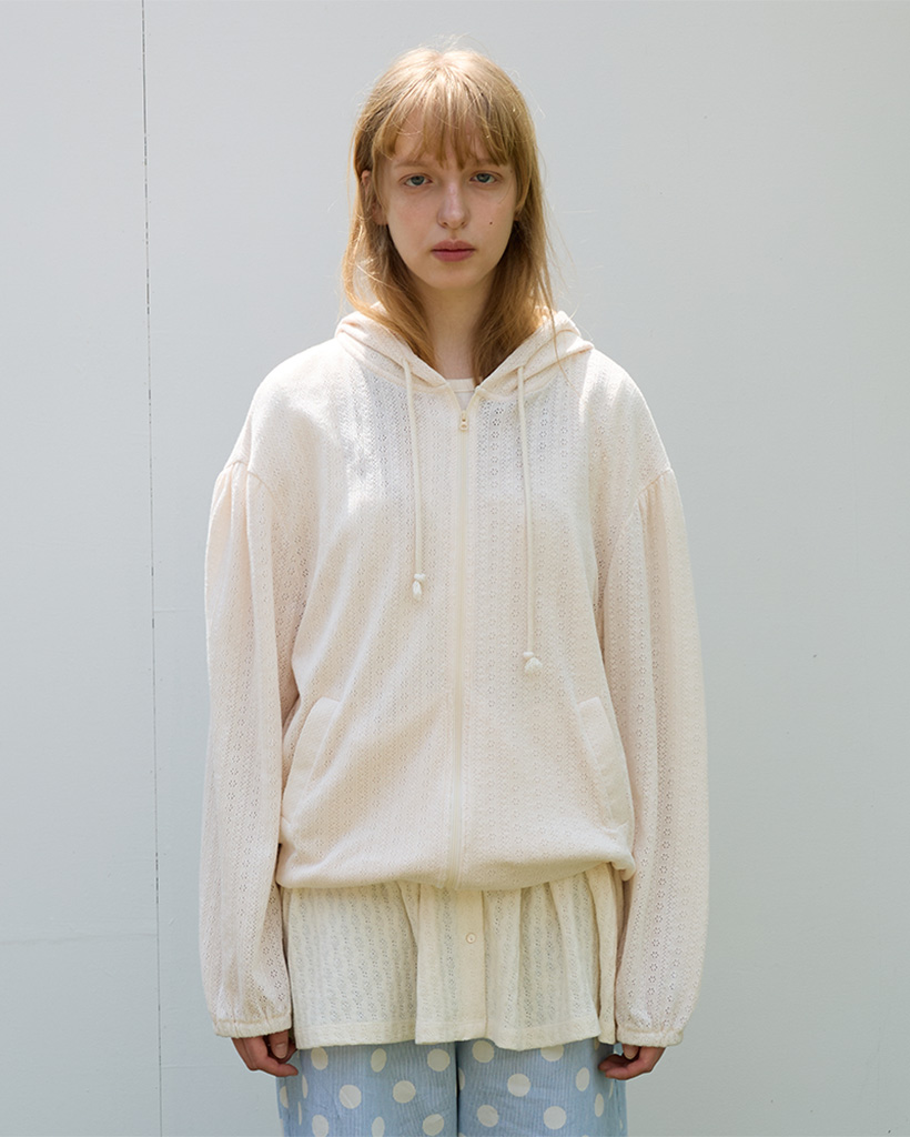 Mellow Lace Hoodie, Cream