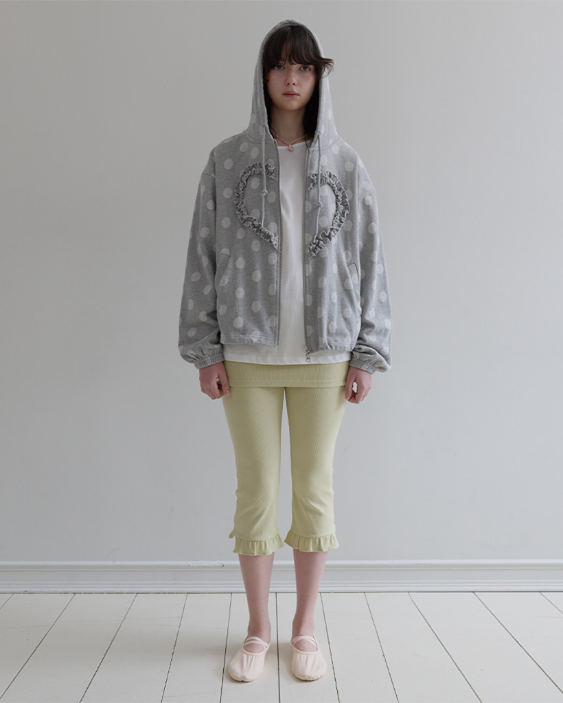 K-POPアイドル着用] Frill Heart Hoodie, Dot Grey | ファッション通販