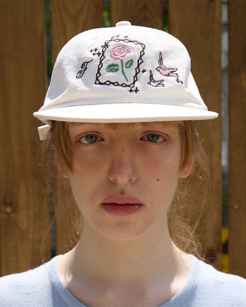 Rosy Flat Brim Cap, Ecru