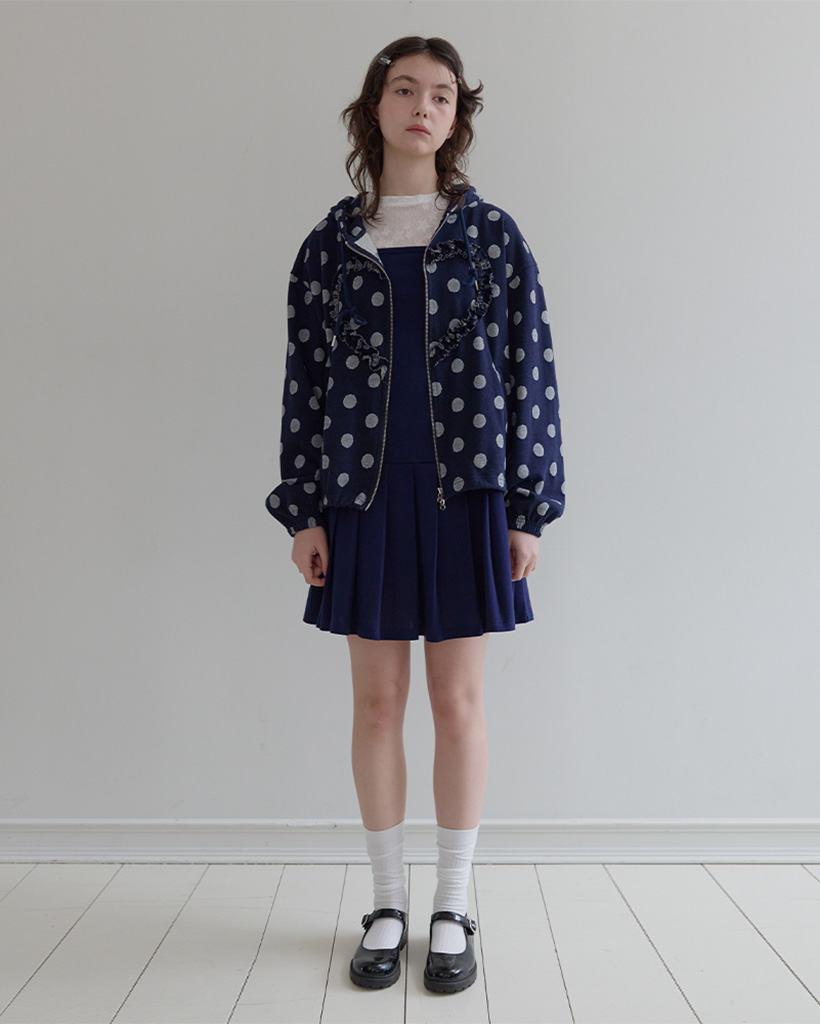 新品未使用⭐︎匿名配送　未開封　レア　電気グルーヴ　PORTRAIT Hoodie K-POPアイドル着用] Frill Heart Hoodie, Dot Navy