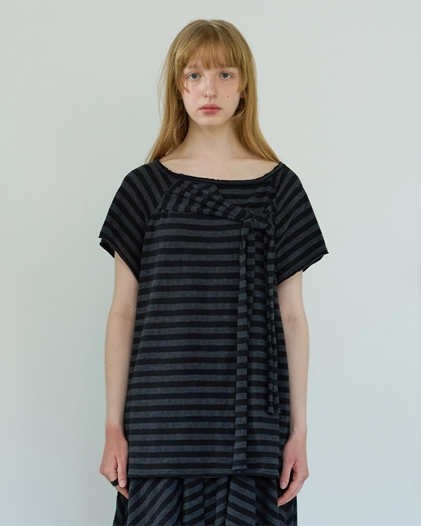 Lazy Bow Top, Charcoal