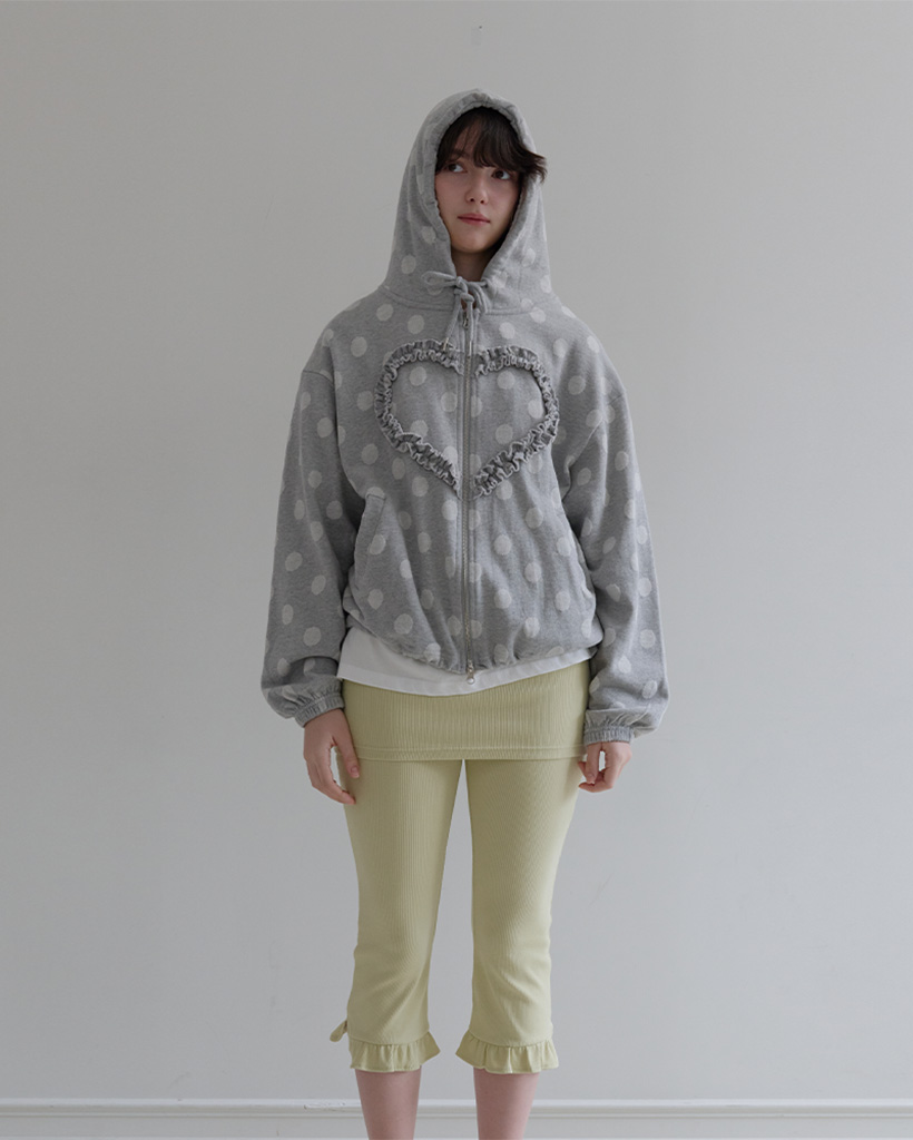 K-POPアイドル着用] Frill Heart Hoodie, Dot Grey | ファッション通販