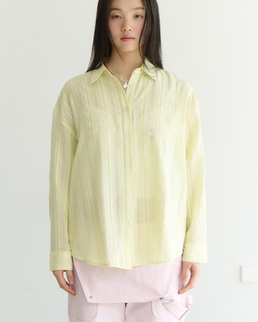 Eyelet Overfit Shirts, Yellow